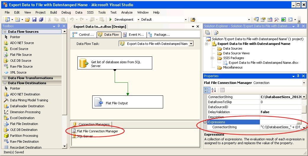 Including the Date in a Filename in SSIS using an Expression image 3